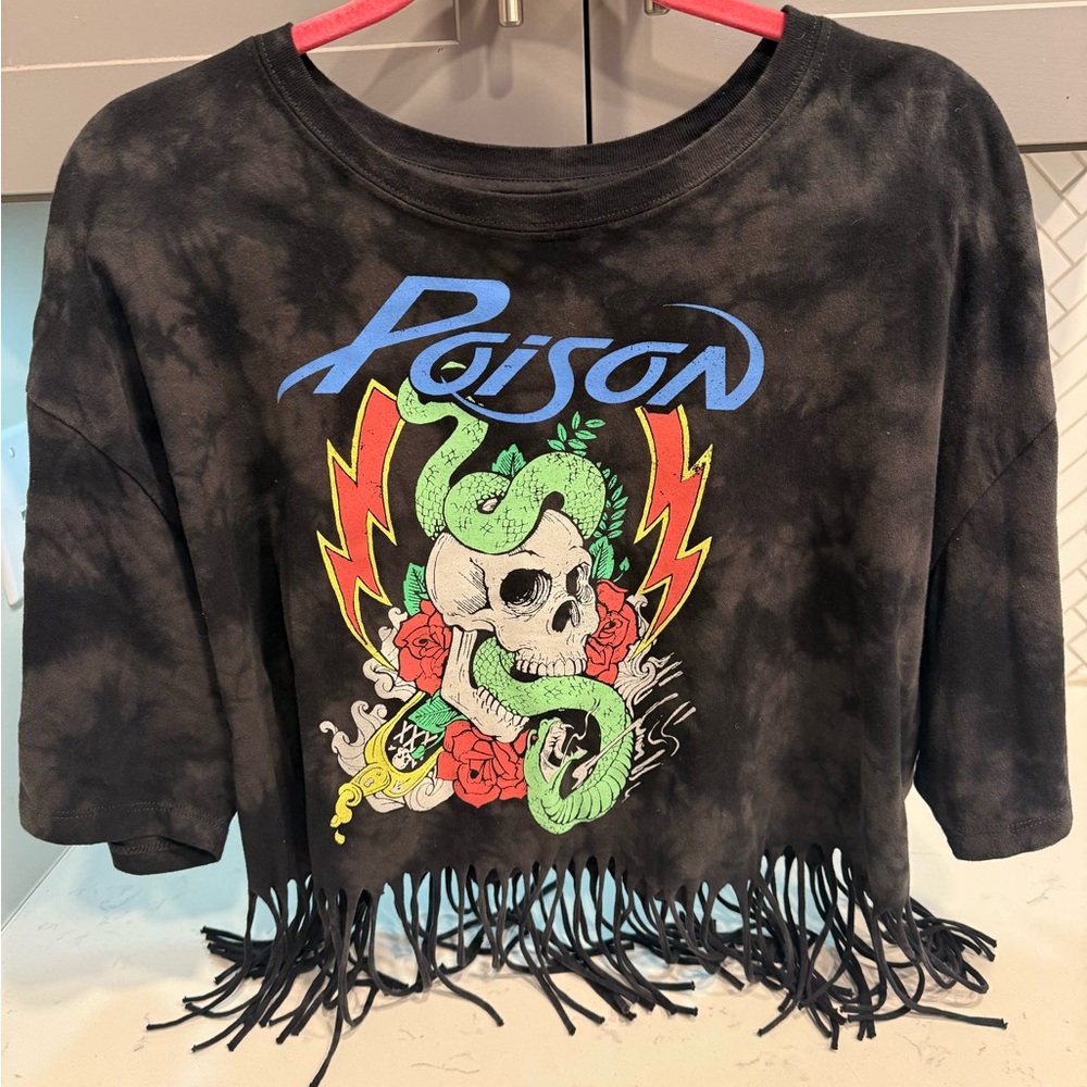 Poison Graphic Fringe Crop Top